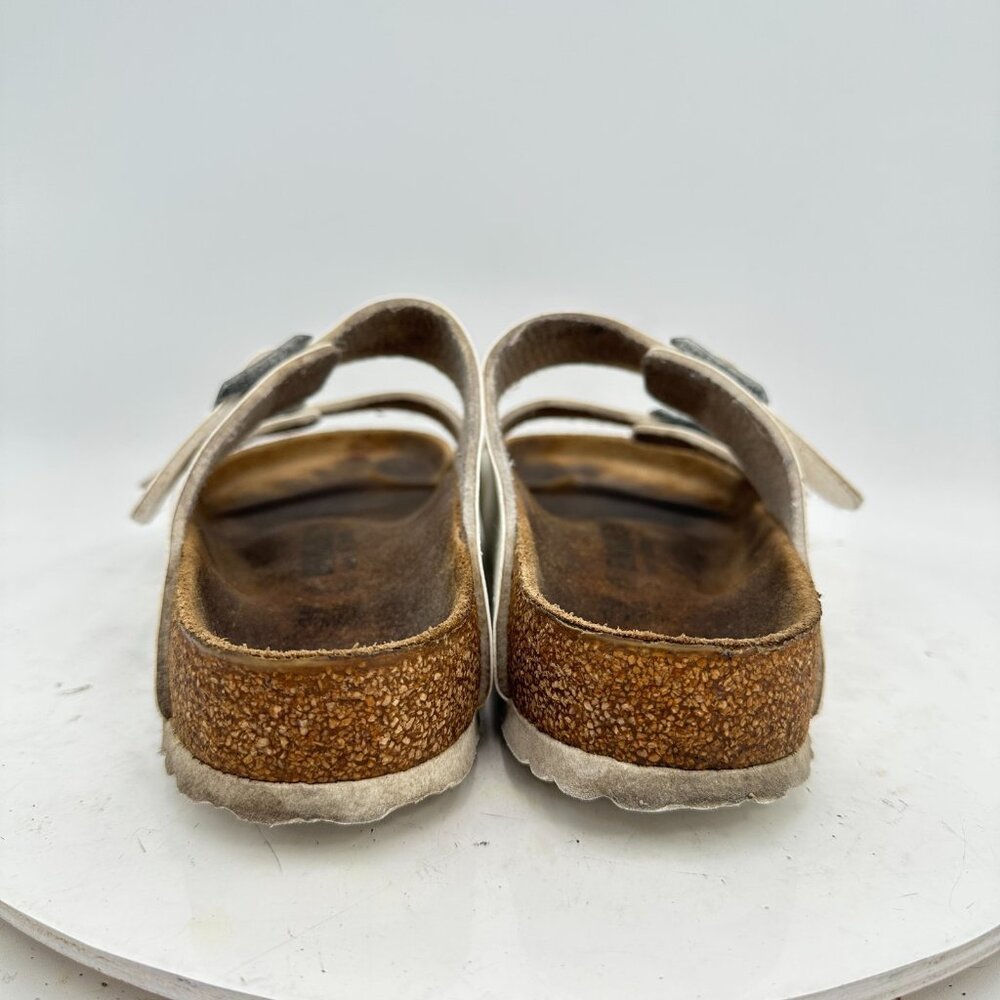 Birkenstock Arizona Women Size 8 White Leather Slide Buckle Comfort Sandal - Picture 5 of 11
